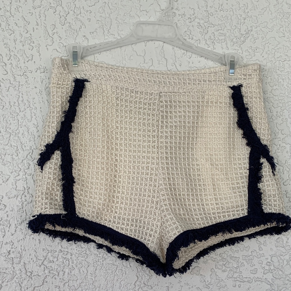 Moon River by Anthropology Cream and Navy High Waist Shorts size M